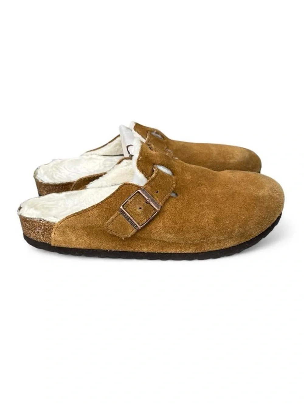 Birkenstock Boston Shearling Mink Brown Suede Clogs EU 42 US Mens 9 Womens 11 R